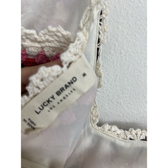 $199 Lucky Brand Granny Square Crochet Dress Knit Colorful/Cream Medium - Picture 14 of 16